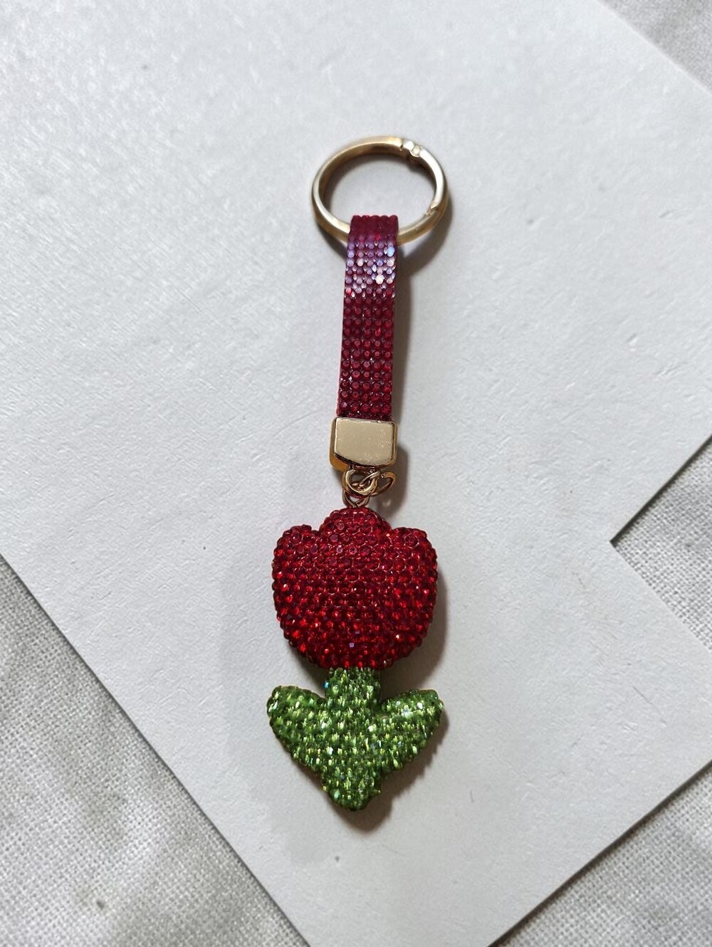 Sassified Boutique Nwt Crystal Tulip Keychain - Red and Green